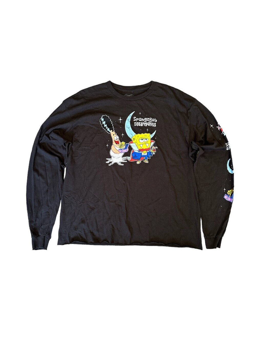 Spongebob Squarepants Black Graphic Long Sleeve Tee Shirt Men’s Size XL